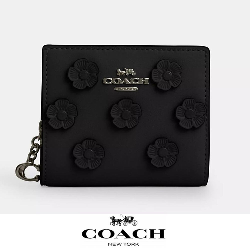 ❤️ Coach Snap Wallet With Floral Applique